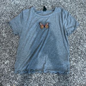 Grey butterfly cropped top